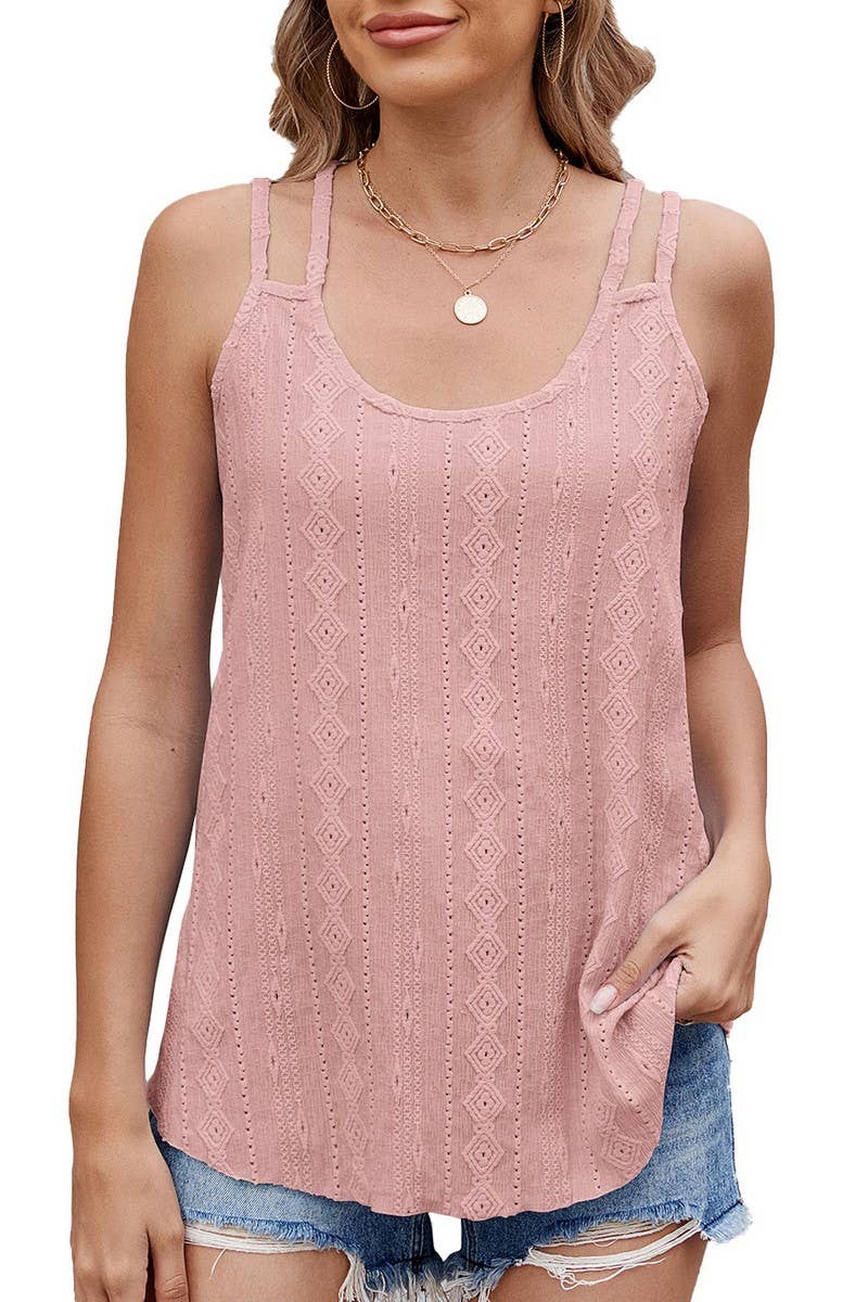 CWOV0683_SOLID COLOR ROUND NECK SLEEVELESS CAMISOLE