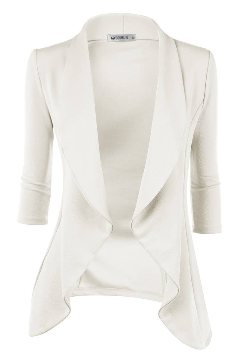 CWOBL089_Casual Work 3/4 Sleeve Open Front Blazer