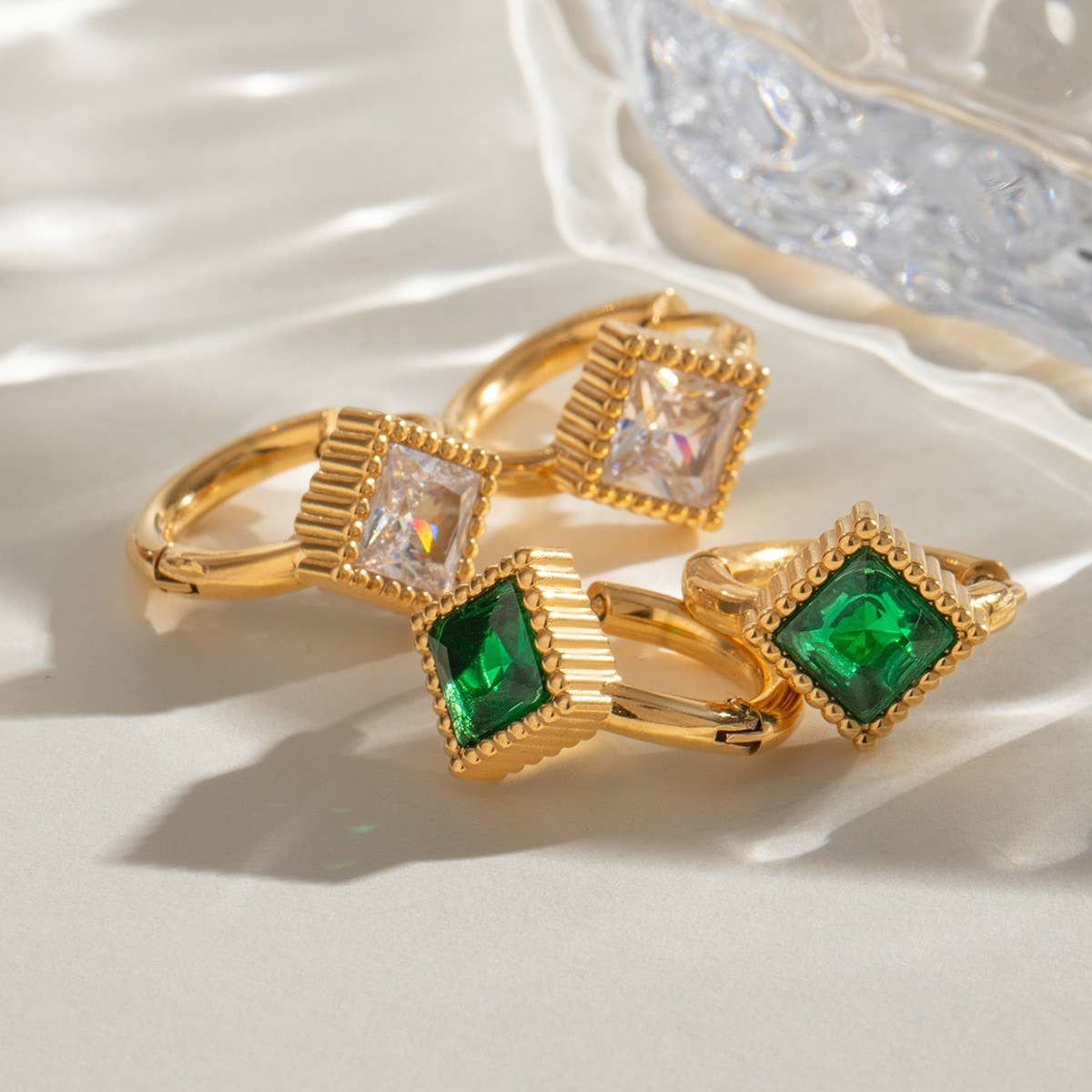 18K GOLD TITANIUM STEEL ZIRCON HIGH-END EARRINGS_CWASC1677