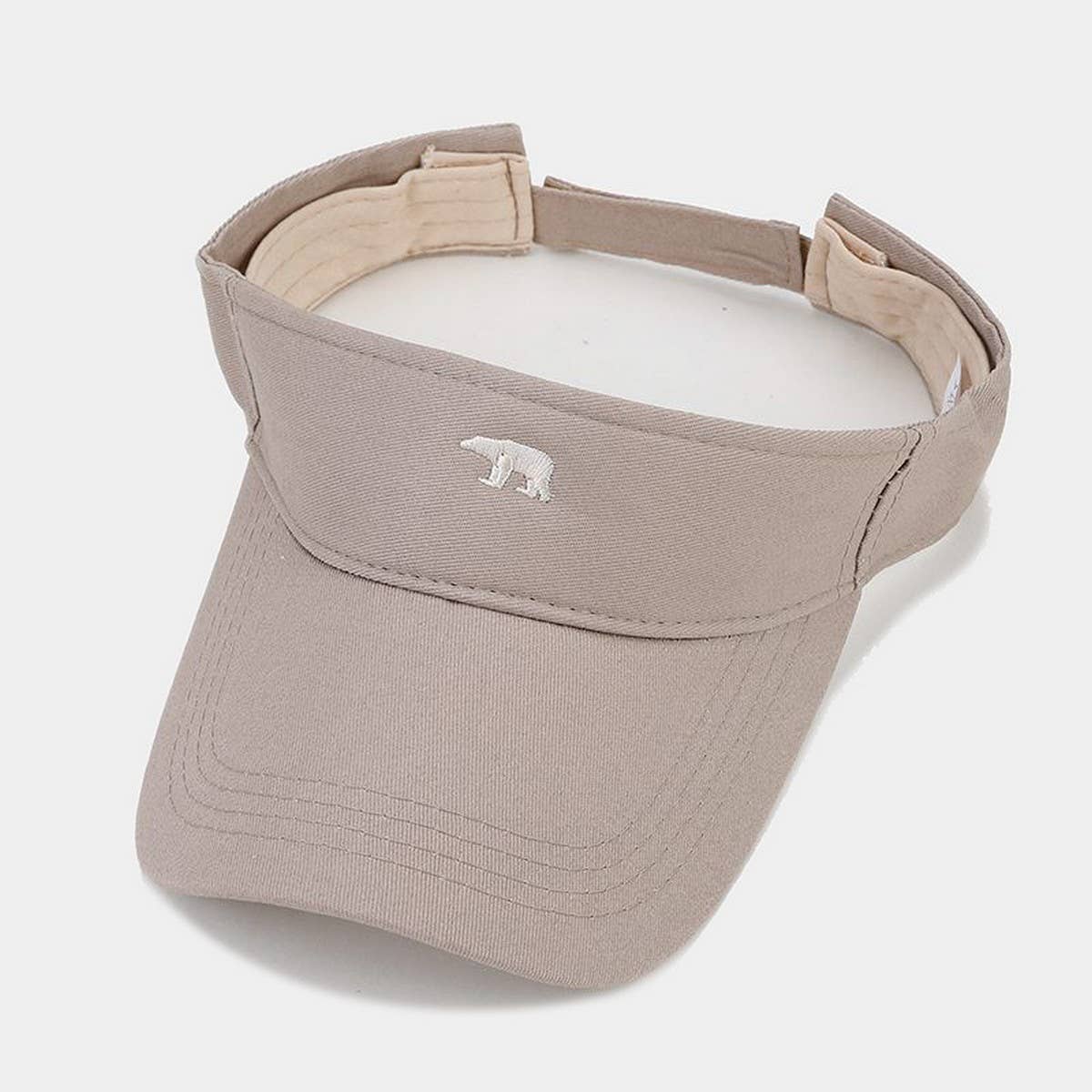 Summer Bear Embroidered Breathable Visor Cap_CWAH3308