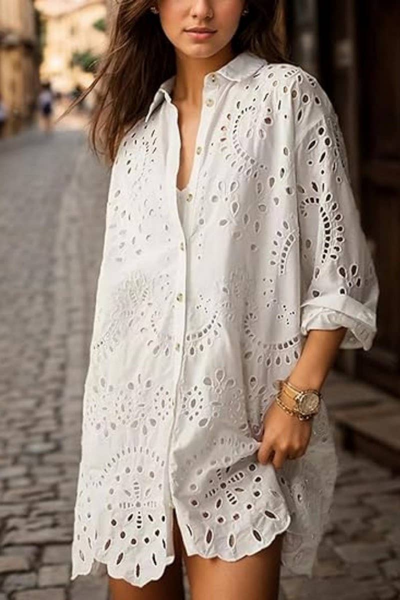 CWTDSS0072_SOLID LOOSE EMBROIDERED HOLLOW OUT SHIRT TOP