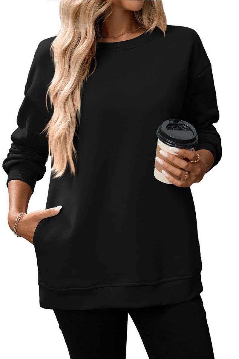 CWTBLL00831_SOLID COLOR CREWNECK PULLOVER SWEATSHIRT