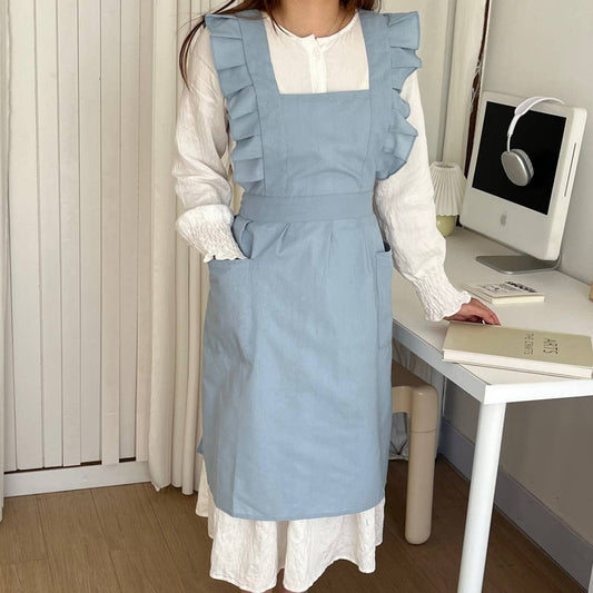 WATERPROOF AND FRESH RUFFLED STRAP CROSS APRON