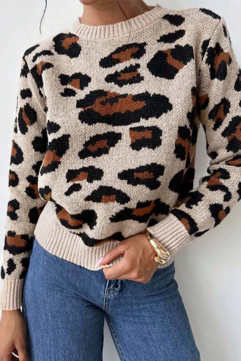 CWOSWL07421_COLORBLOCK LEOPARD PRINT PULLOVER SWEATER