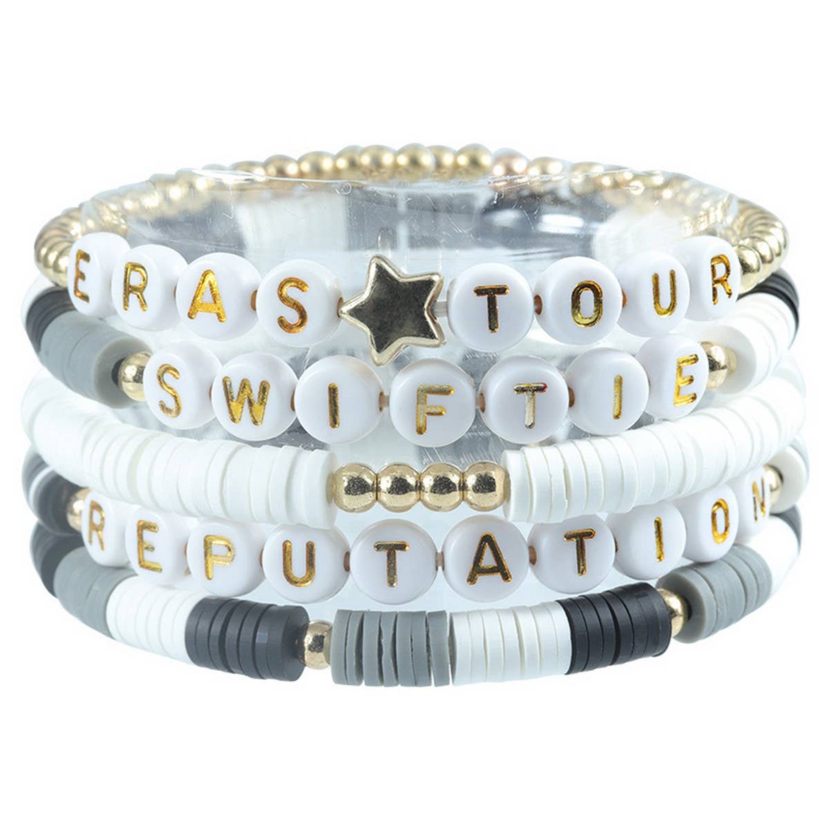 Multilayer Elastic Letter Bead Bracelets Set