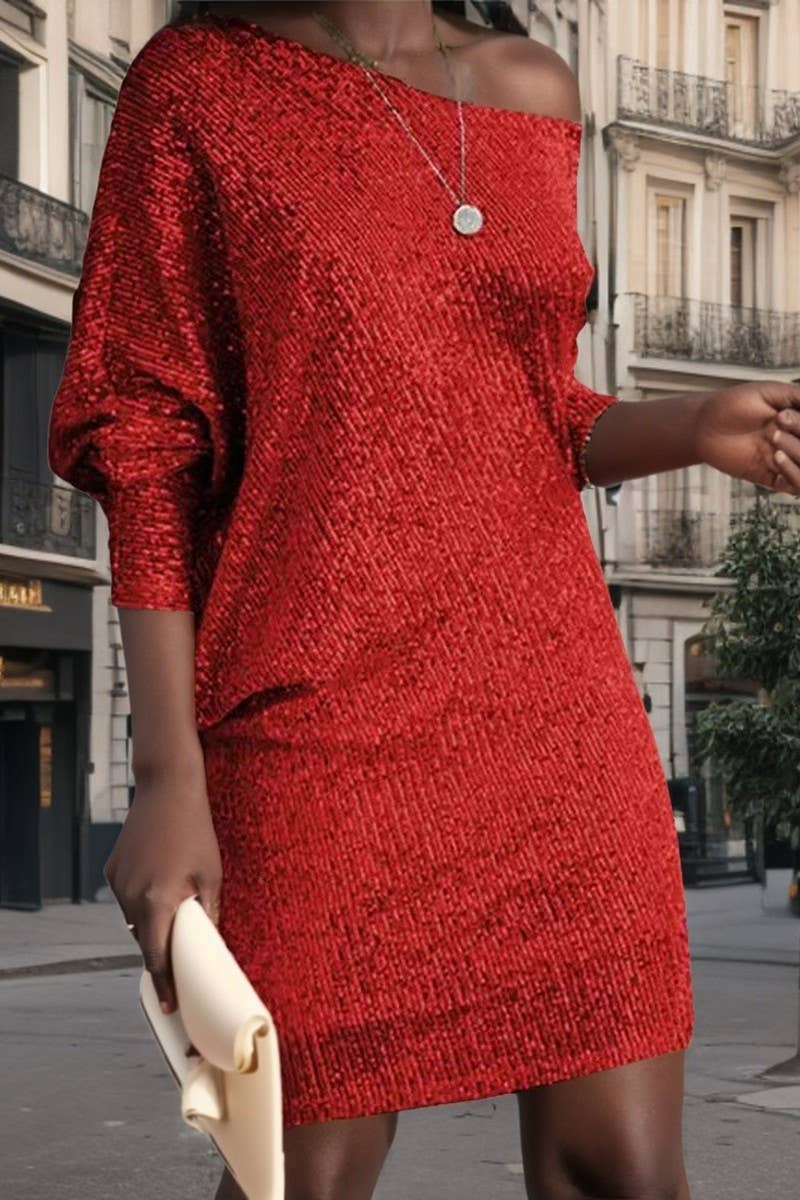 CWDSD7905_ONE-SHOULDER SEQUIN MINI DRESS FOR EVENING