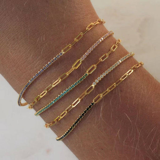 Solid Color Zirconia Stainless Steel Bracelet_CWMM5702