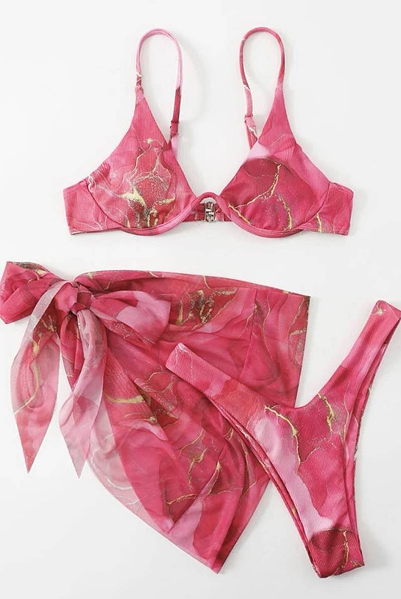 CWMW0800_MARBLE PATTERNED WOMEN'S SWIMSUIT