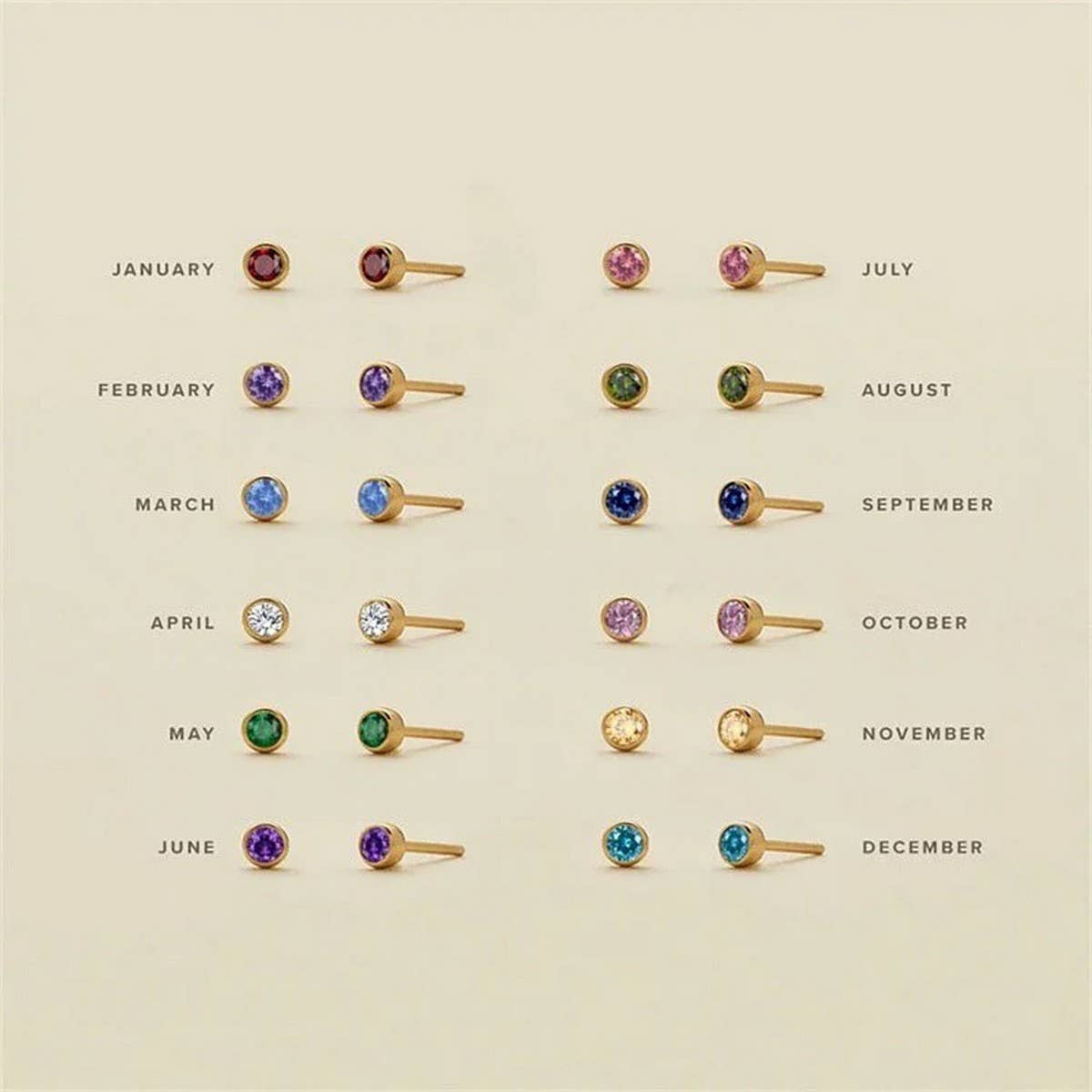 December Simple Colored Zirconia Earrings