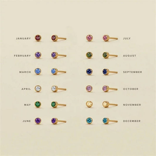 December Simple Colored Zirconia Earrings