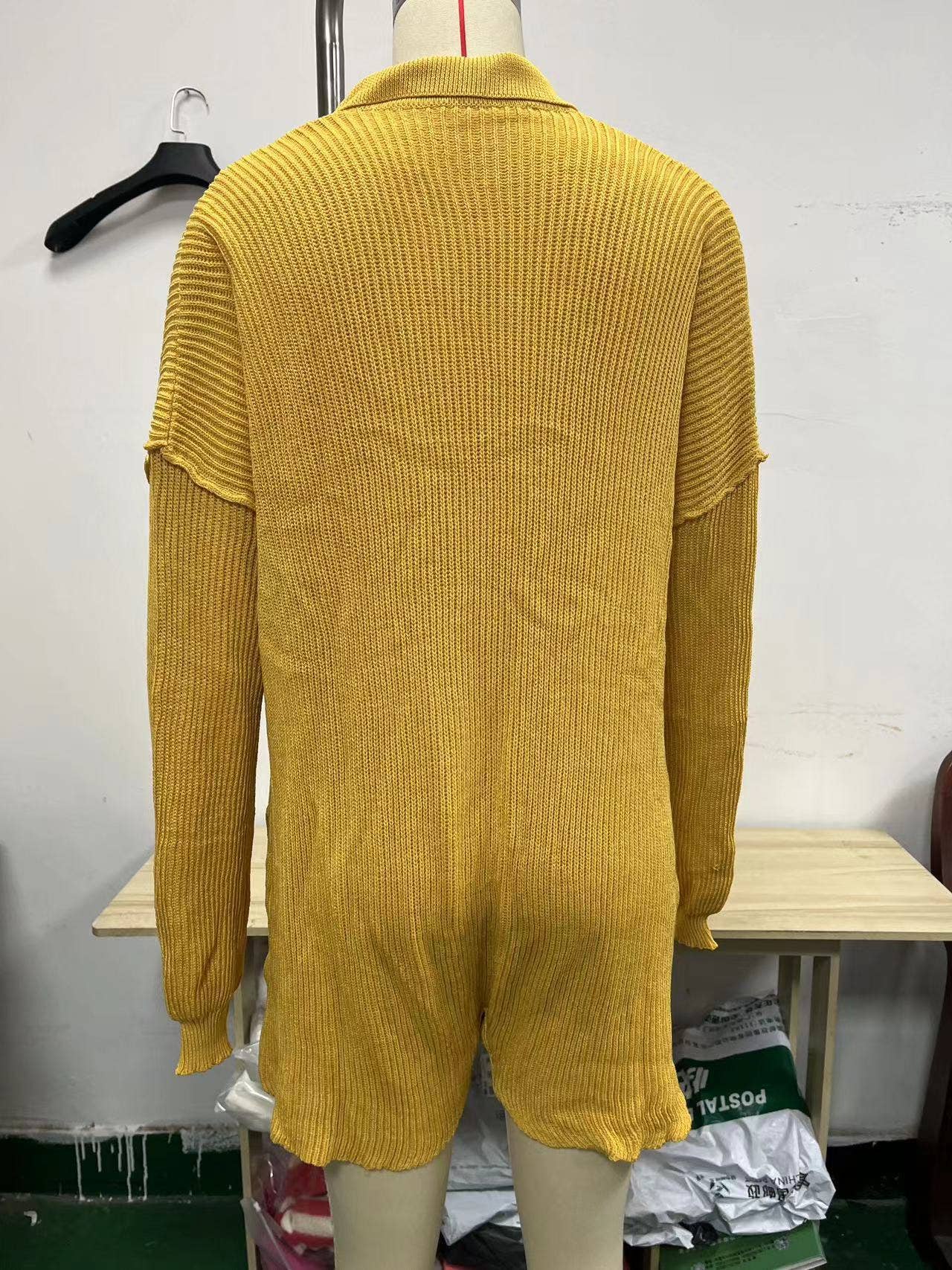 CASUAL SIMPLE V-NECK BUTTON SOLID COLOR JUMPSUIT