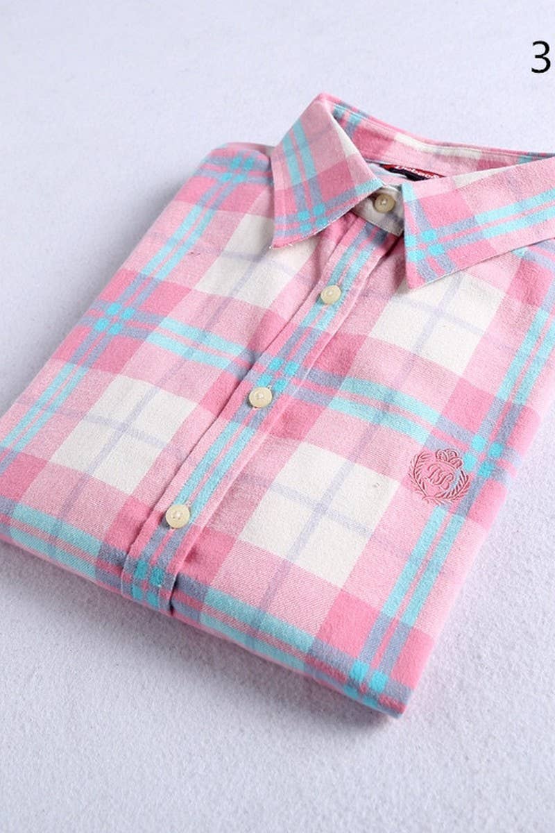 CWTSTL2241_LAPEL BRUSHED FLANNEL THICKENED PLAID SHIRT