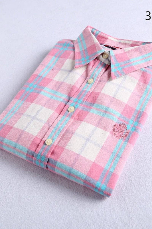 CWTSTL2241_LAPEL BRUSHED FLANNEL THICKENED PLAID SHIRT