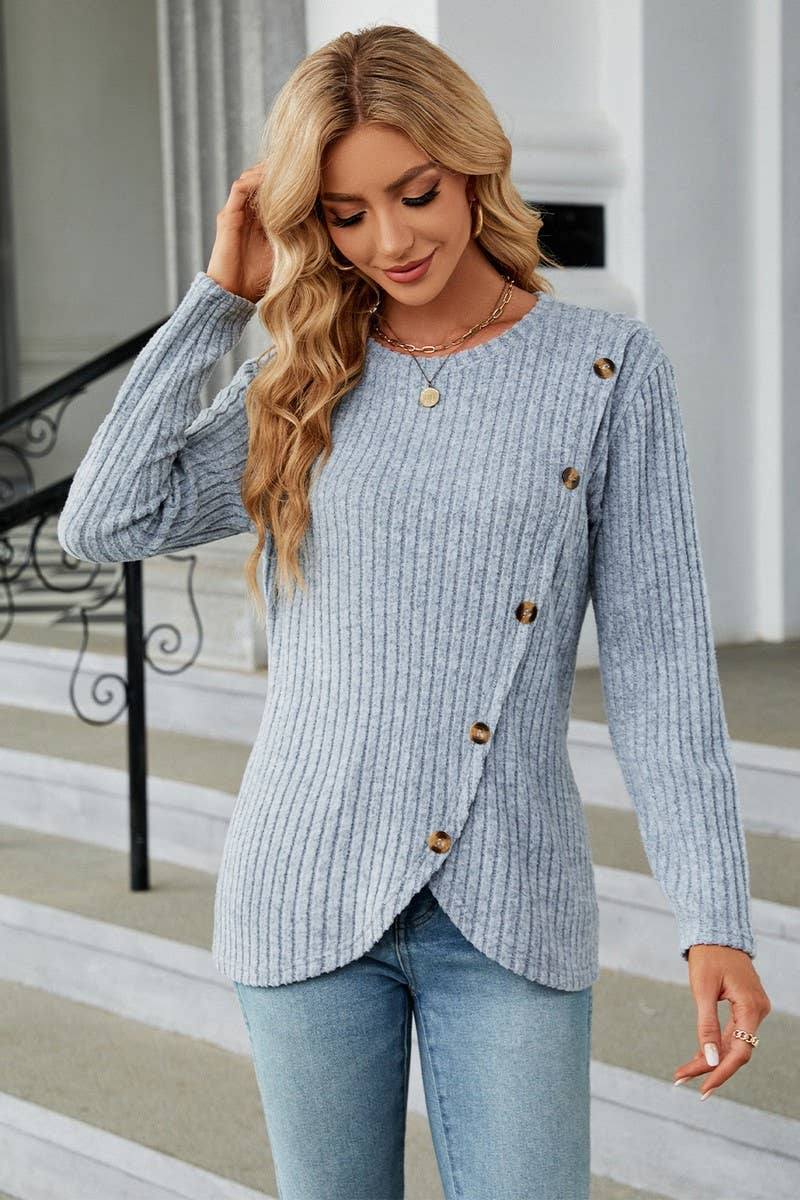 CWTBLL1114_LONG SLEEVE ROUND NECK TULIP HEM BOTTOMING SHIRT