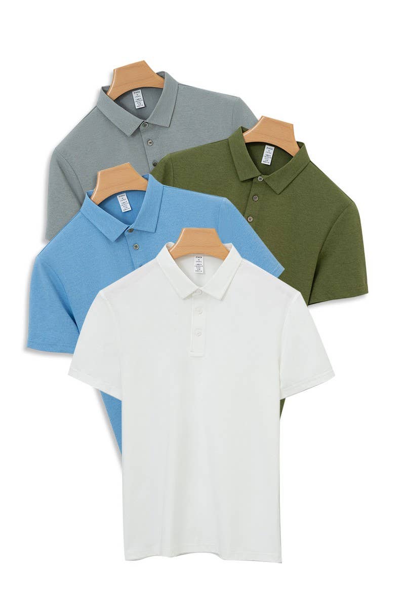 CWTTS1034_SOLID COLOR CASUAL SHORT SLEEVE MEN POLO SHIRT