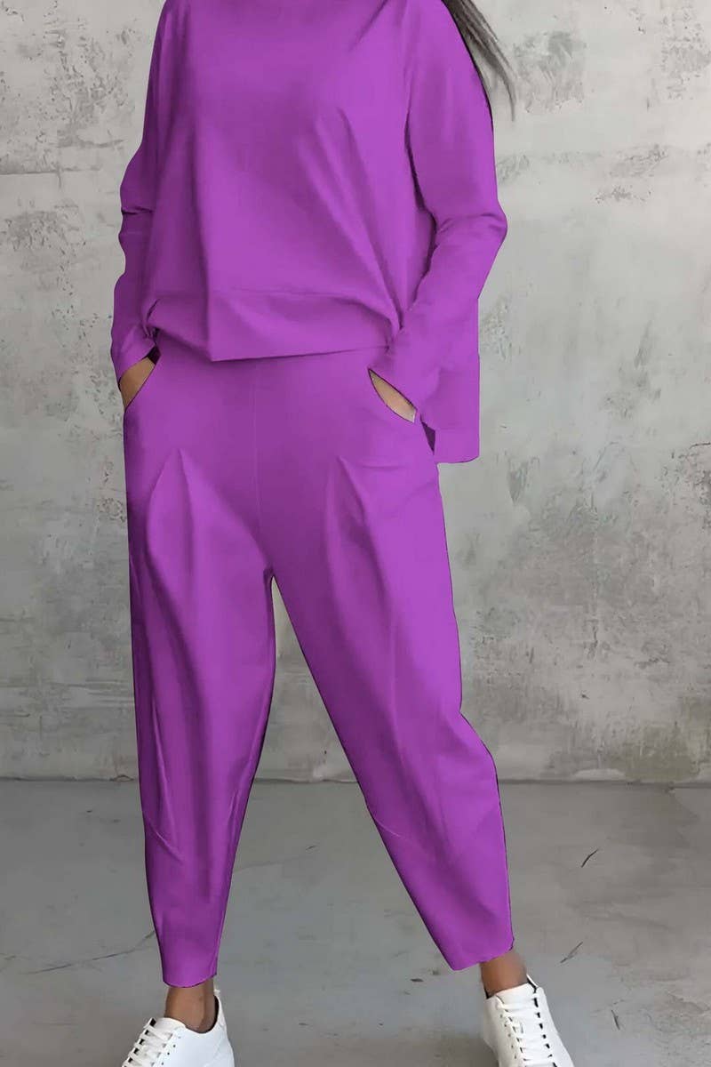 CWSS01308_IRREGULAR SWEATSHIRT AND HAREM PANTS SET