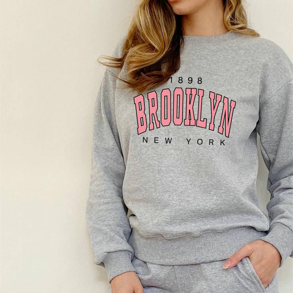 Brooklyn printed loose off-the-shoulder hoodie