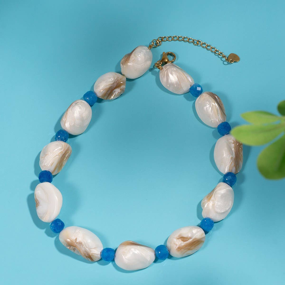 Ocean Pearl Necklace with Glass Pendant_CWMM8861