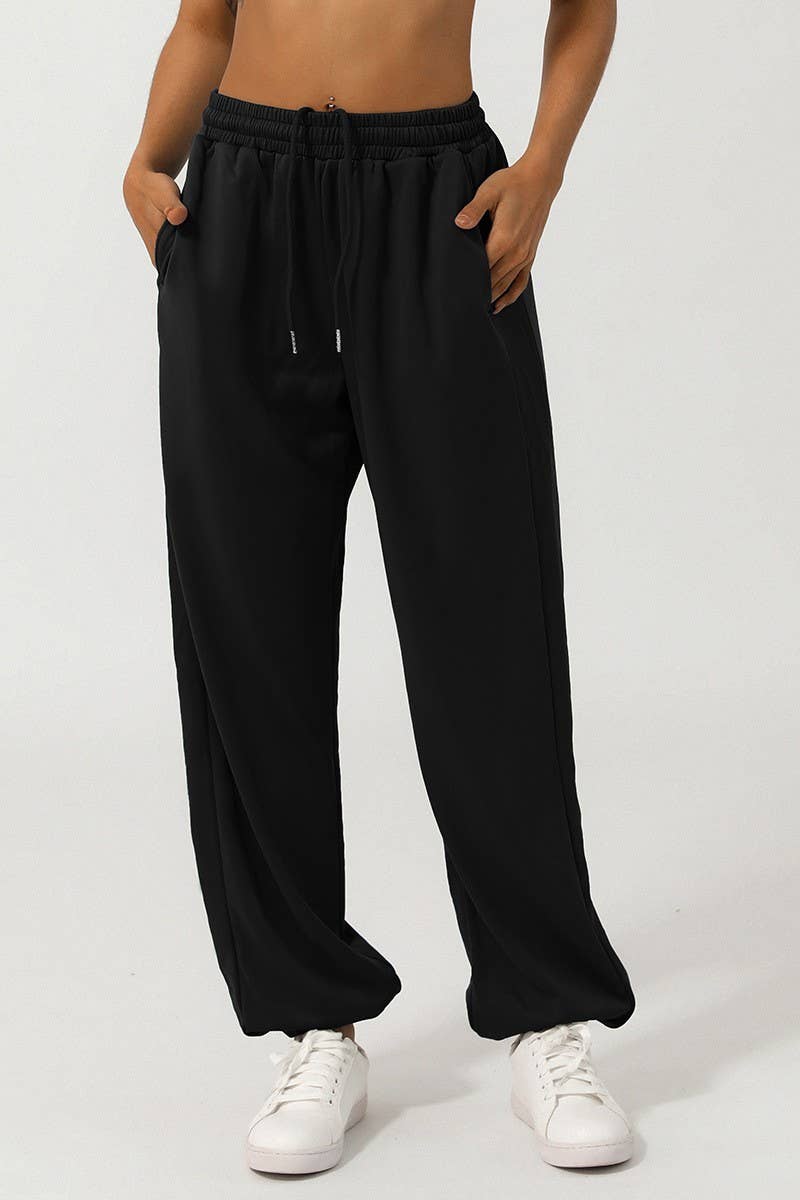 CWBLP1233_SOLID HIGH WAIST DRAWSTRING SWEATPANTS