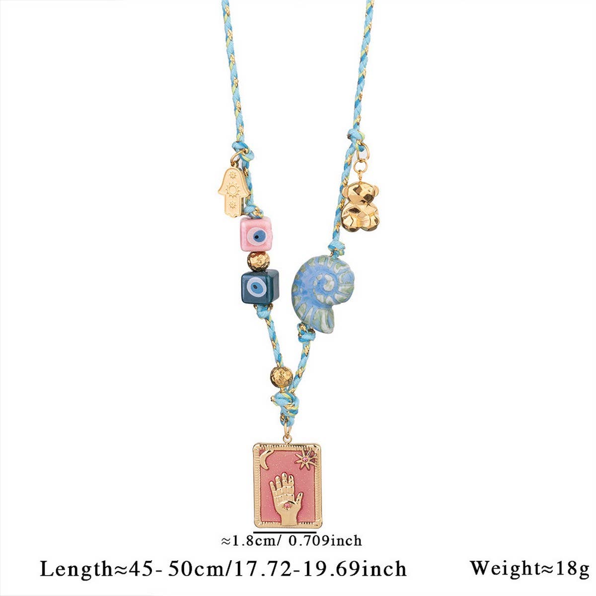 Evil Eye Shell Necklace with Color Rope_CWMM7528