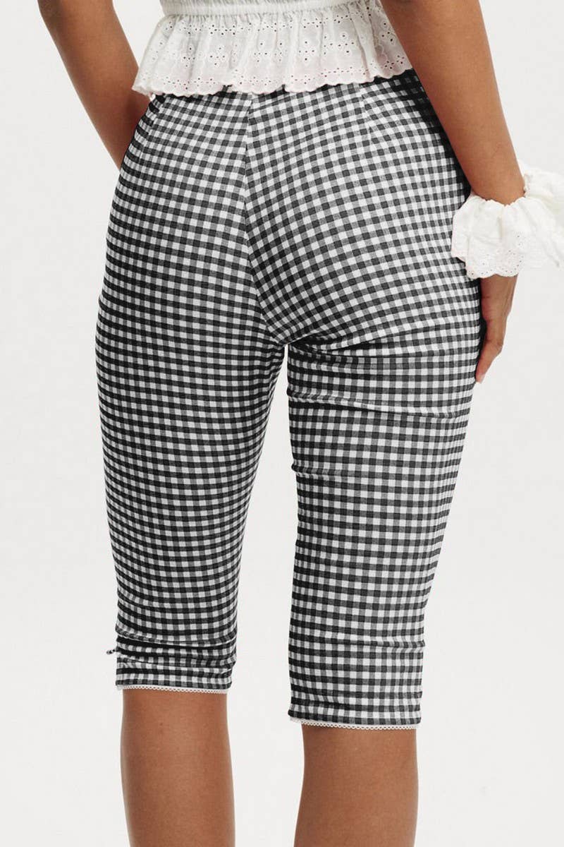 CWBSP0573_SLIM FIT PLAID STRETCH STRAIGHT SHORT PANTS