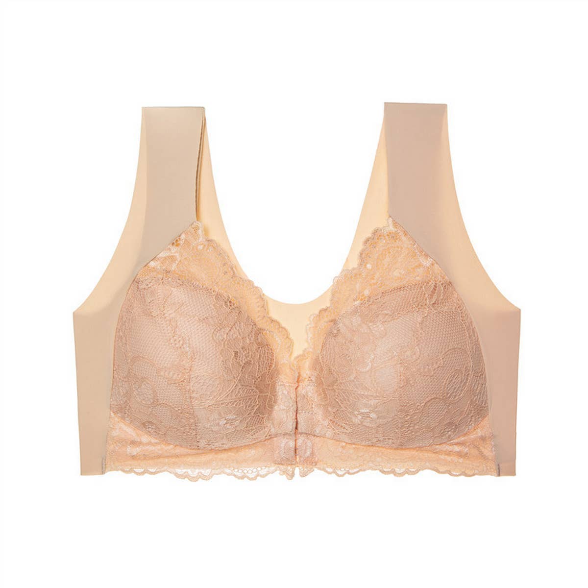 FRONT BUTTON SEAMLESS GATHERED THIN BRALETTE