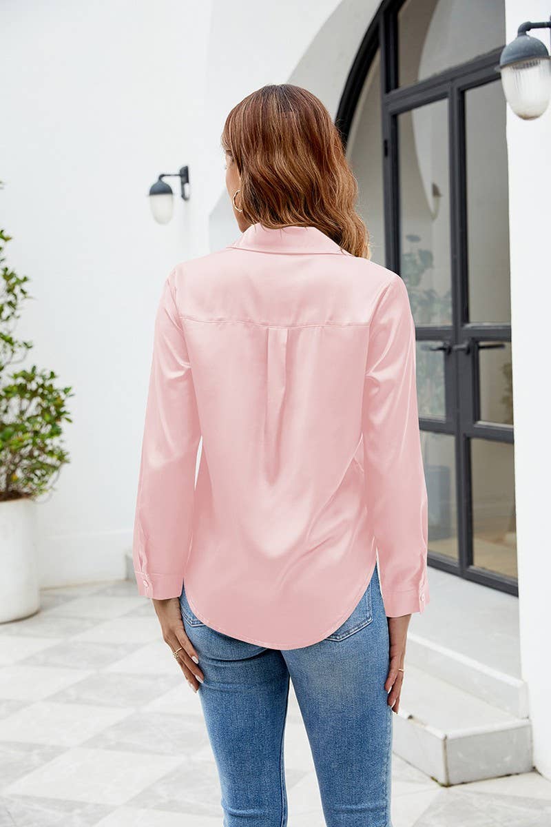CWTSTL1532_SOLID SATIN BUTTON POCKET LONG SLEEVE SHIRT