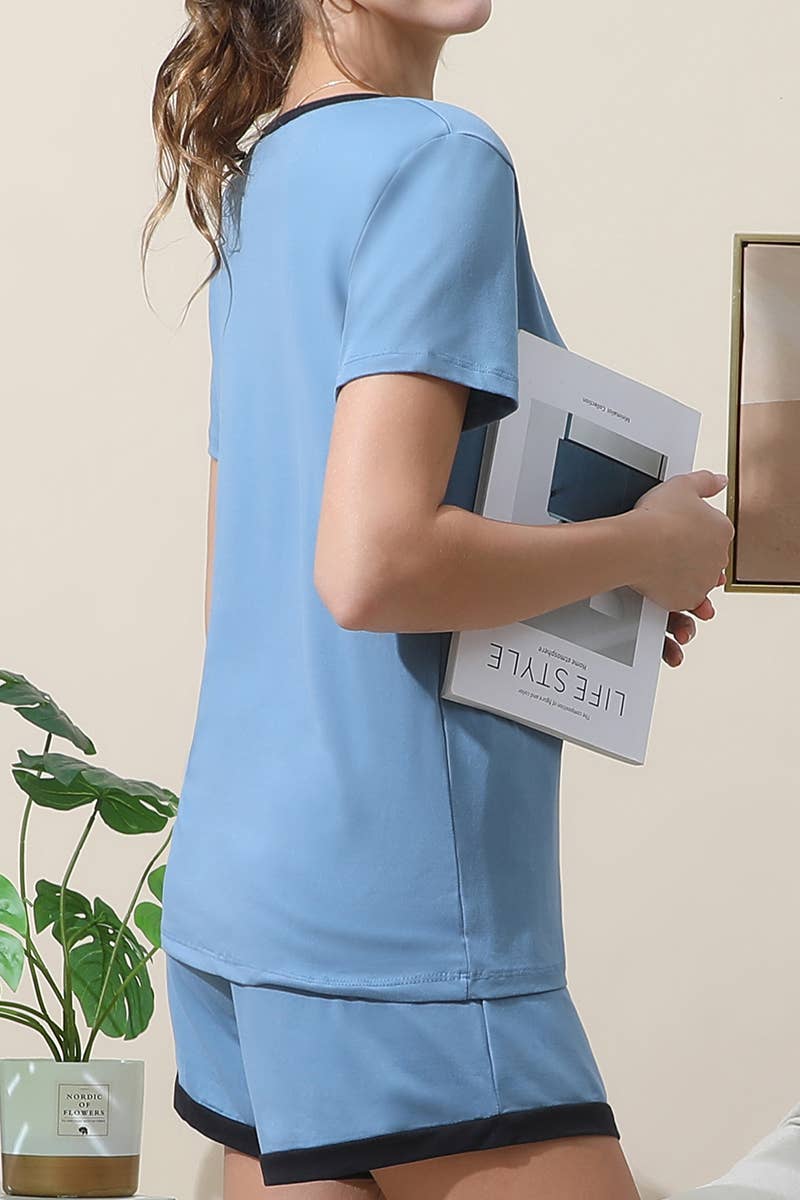 CWSPJ031-P_SHORT SLEEVE TOP WITH SHORTS PAJAMA SET