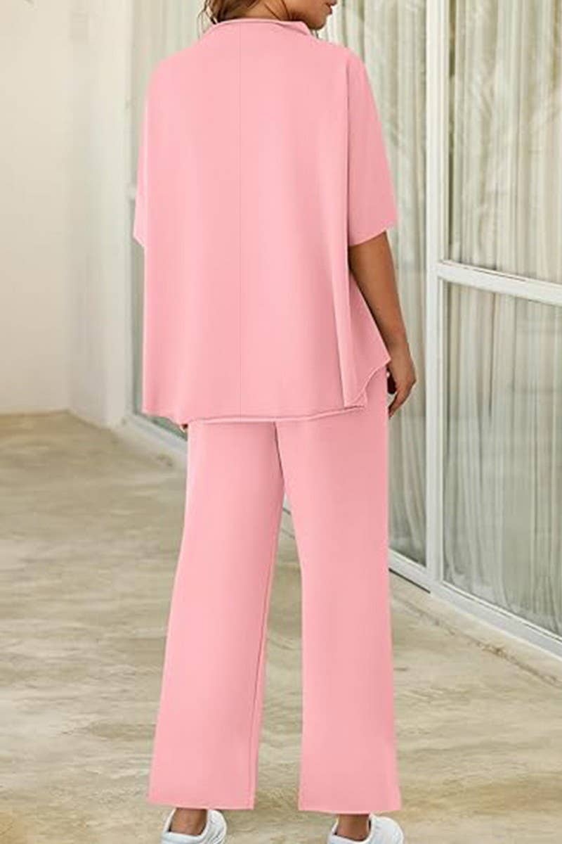 CWSTB1607_HIGH COLLAR BAT TOP NINE CROPPED PANTS SET