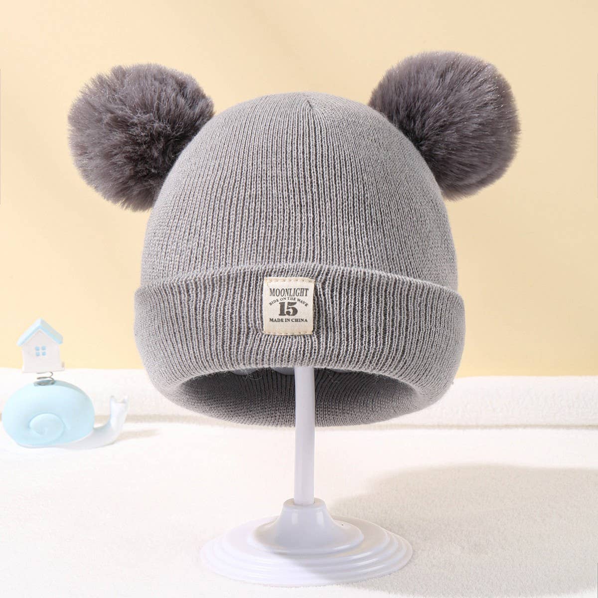 SOLID COLOR CHILDREN'S DOUBLE BALL KNITTED HAT_CWAH1742
