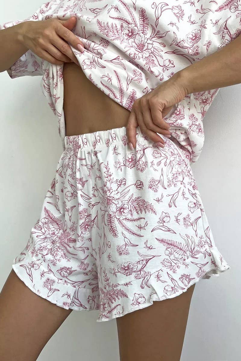 CWSPJ0318_SUSPENDER CARDIGAN LONG SLEEVE SHORTS PAJAMA SET