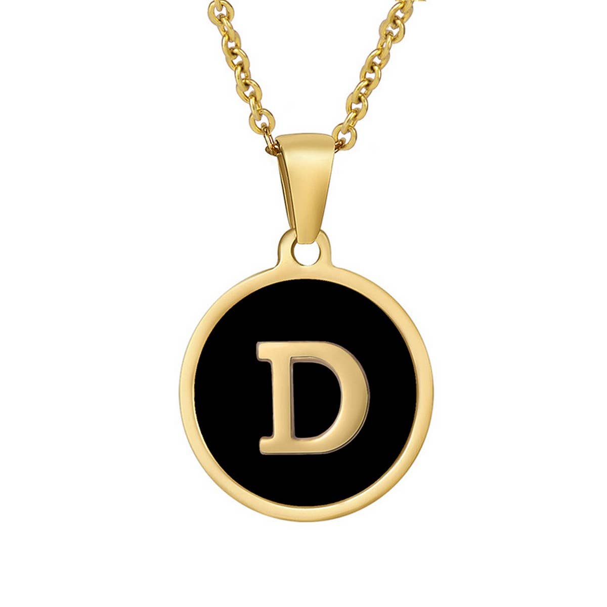 CIRCULAR SHELL ENGLISH LETTER PENDANT NECKLACE