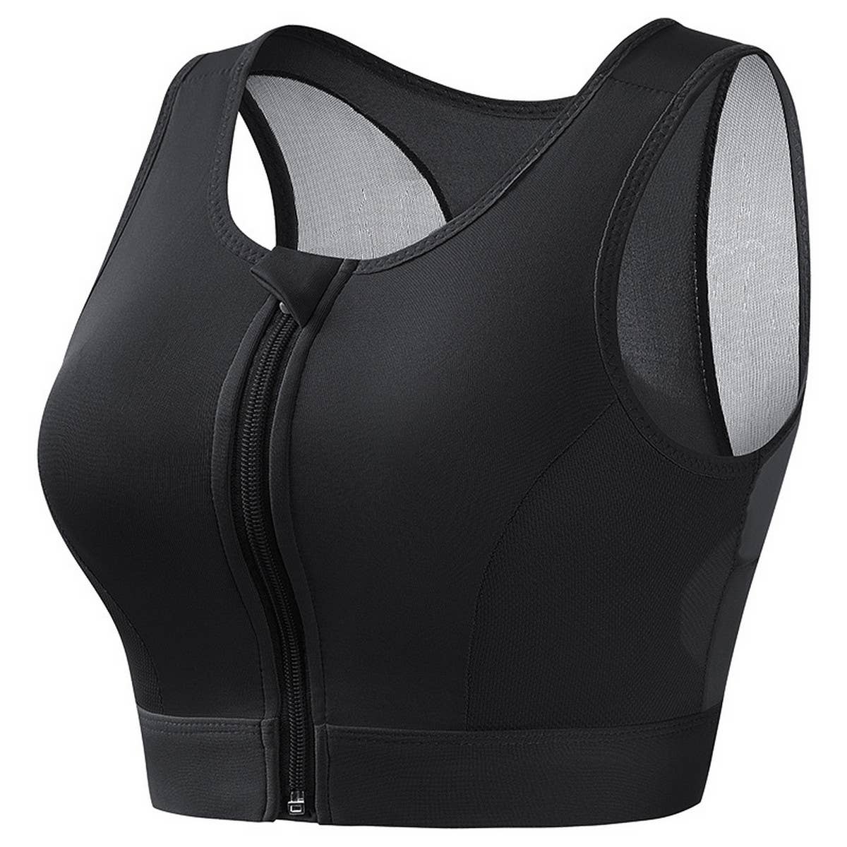 WOMEN RUNNING ZIPPER PUSH-UP YOGA BRA