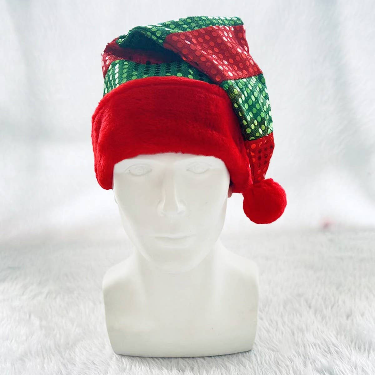 CWAH4082_CHRISTMAS RED AND GREEN SEQUINED ELF HAT