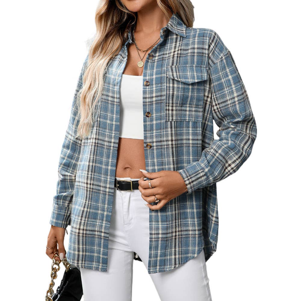 Casual and fashionable checkered pocket shirt