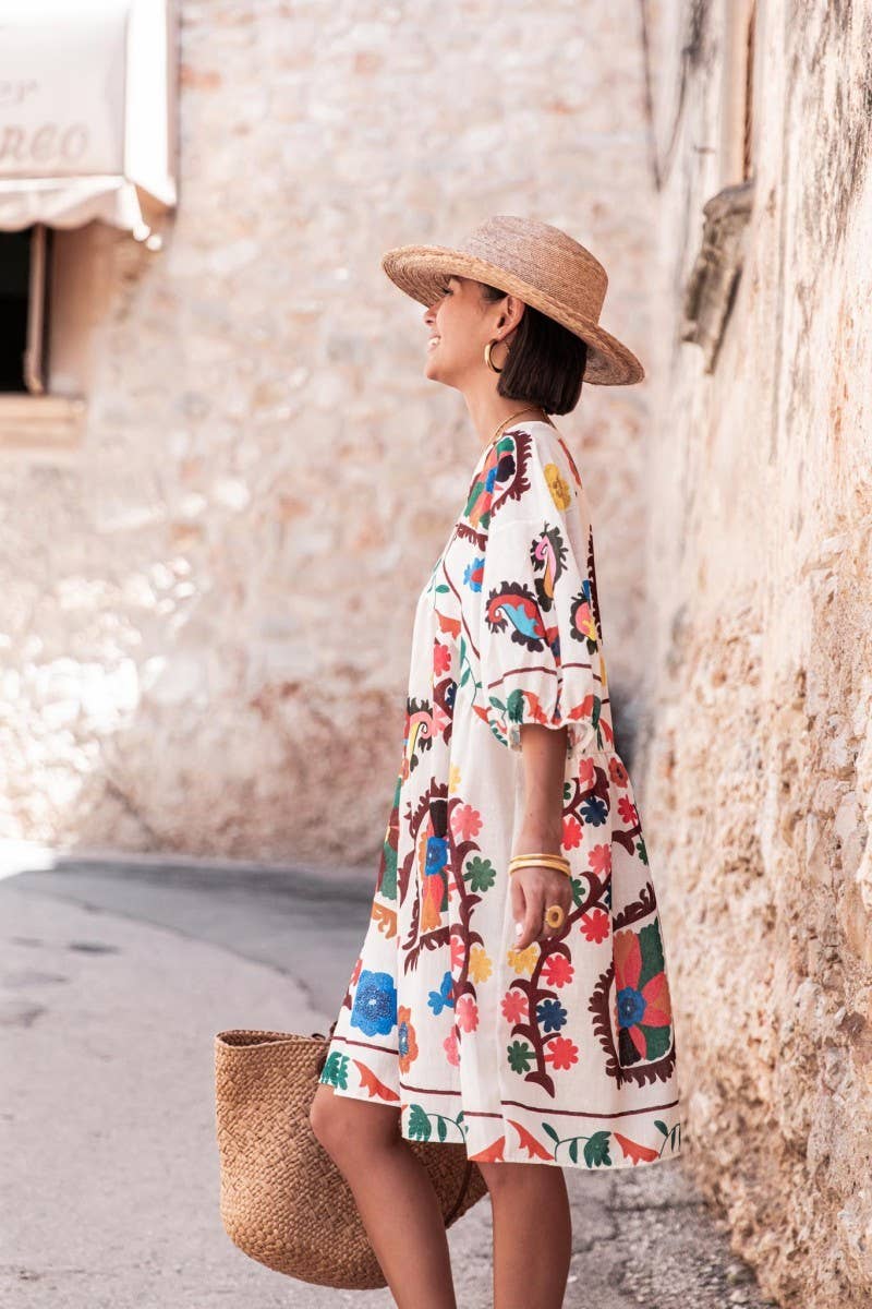 CWDSD8445_SUMMER NEW LOOSE SHORT SLEEVE MINI DRESS