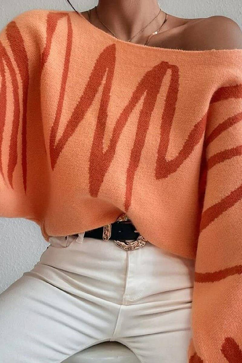 CWOSWL6264_BALLOON SLEEVE LOOSE KNIT PULLOVER SWEATER