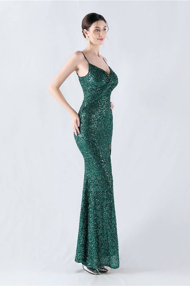 CWDMD4825_ELEGANT SEXY HIGH-SLIT SLING EVENING DRESS