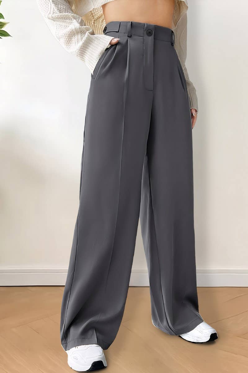 CWBLP2073_LOW RISE DRAPED WIDE LEG STRAIGHT TROUSERS