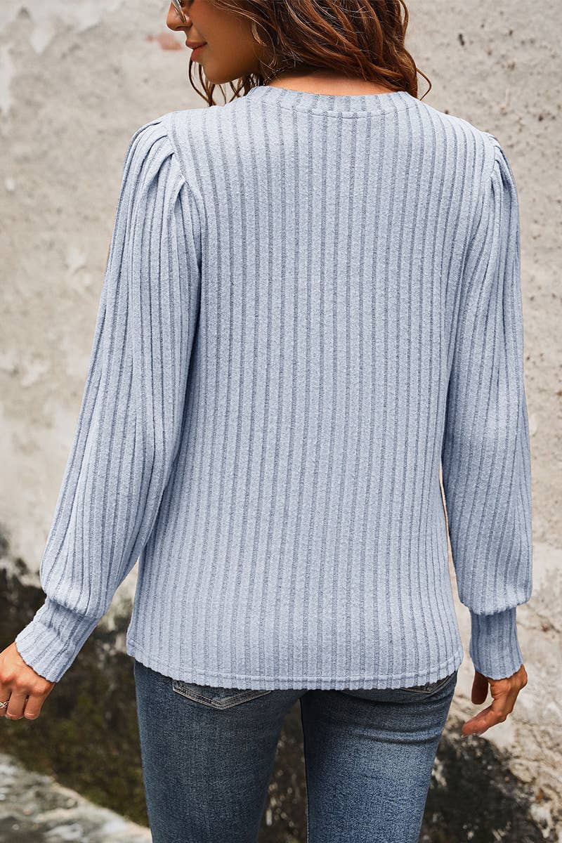 CWTBLL3557_AUTUMN CASUAL SOLID COLOR LONG SLEEVE TOP