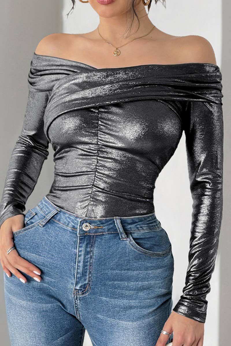 CWSBSL0129_HIGH ELASTIC OFF-SHOULDER CROSS BODYSUIT