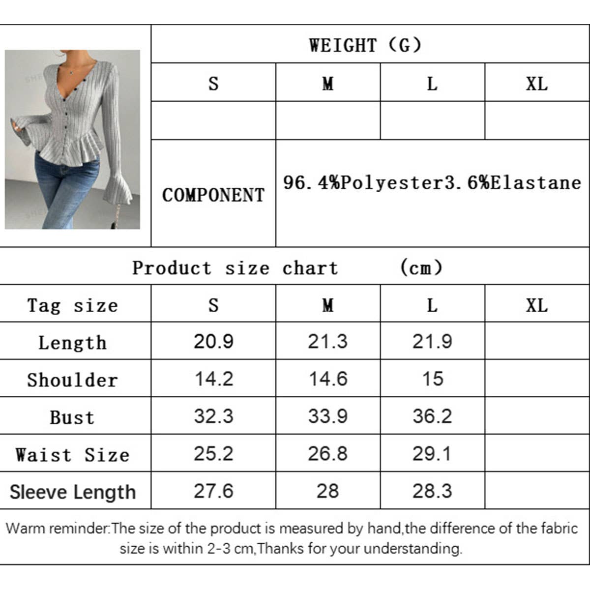 DEEP V-NECK FLARED SLEEVES FLORAL HEM TOP