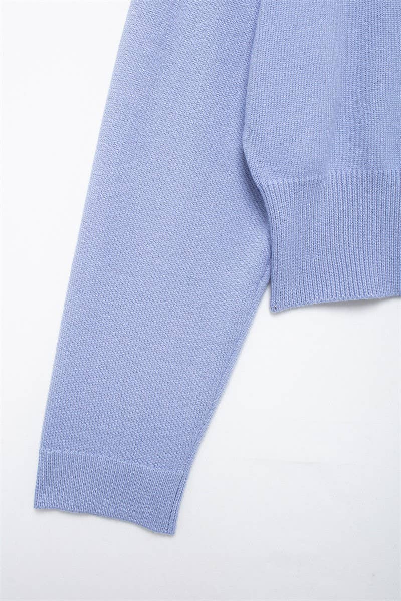 CWOSWL6745_ROUND NECK SOLID COLOR PULLOVER KNITTED SWEATER