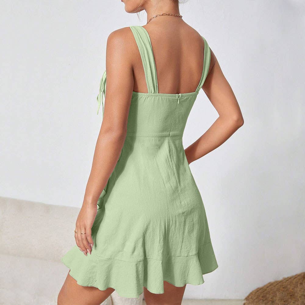 A-LINE PEPLUM HOLIDAY DRESS WITH HALTER WAIST