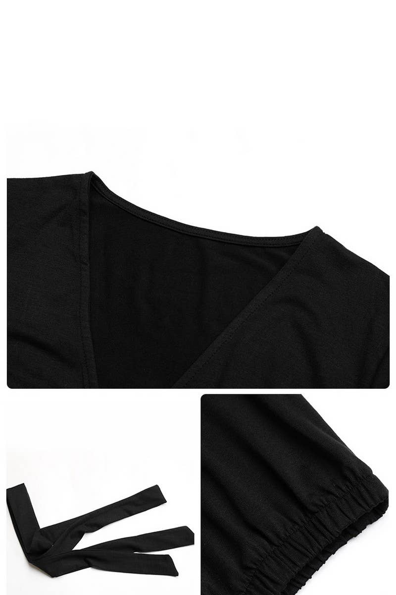 CWSTB0695_V-NECK LONG-SLEEVED TIE-LEG JUMPSUIT