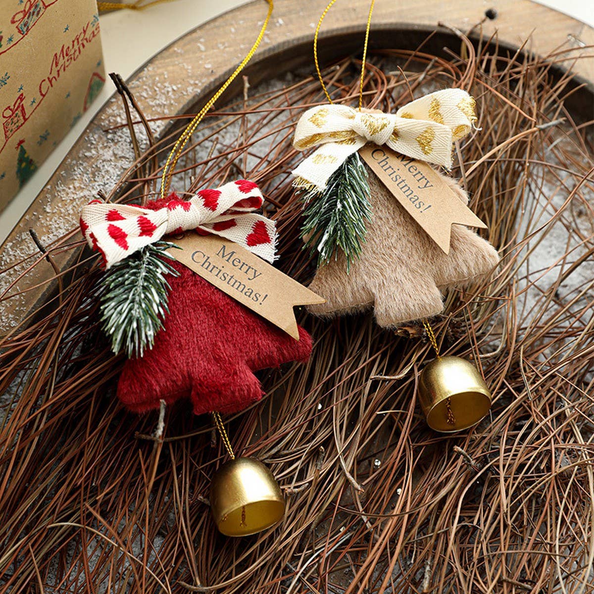 Plush Metal Bell Christmas Tree Hanging Ornament_CWMM9751