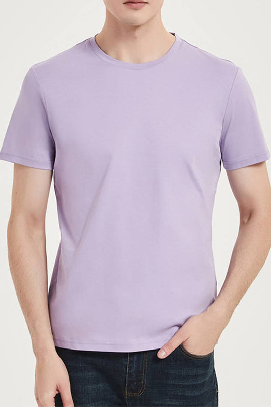 CWTBLS1785_CASUAL SOLID COLOR ROUND NECK MEN'S T-SHIRT