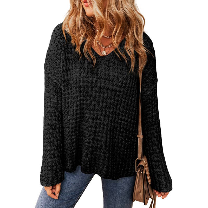 Casual design sense hollow-out pullover sweater