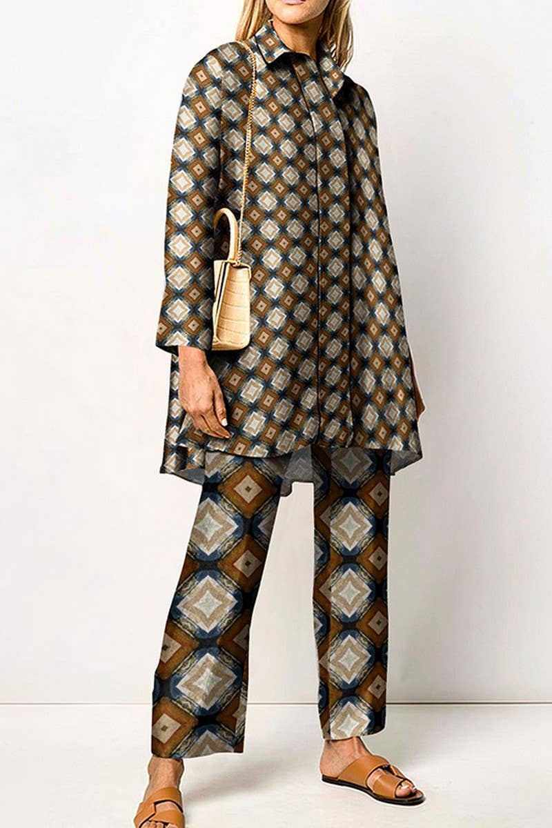 CWSS1270_SPRING AND AUTUMN LONG SLEEVE LADIES SHIRT SET