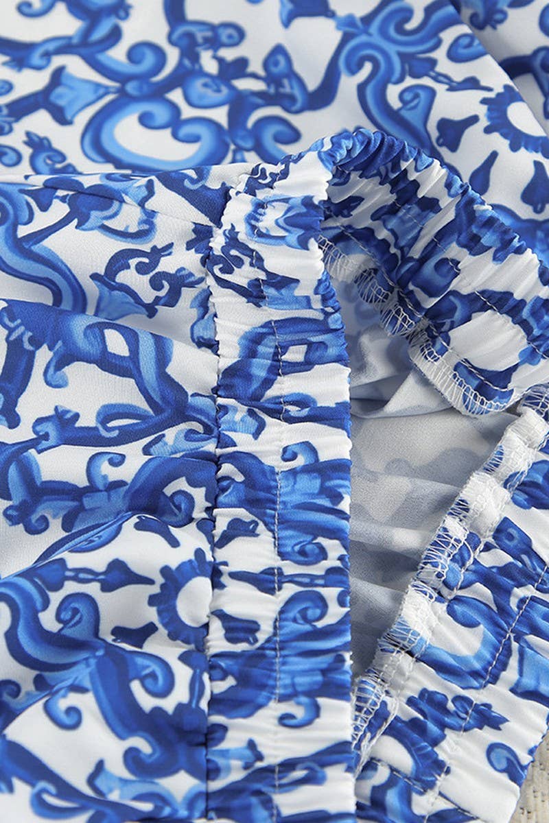 CWSPJ0365_PRINTED LOOSE LONG-SLEEVED SHORTS PAJAMA SET